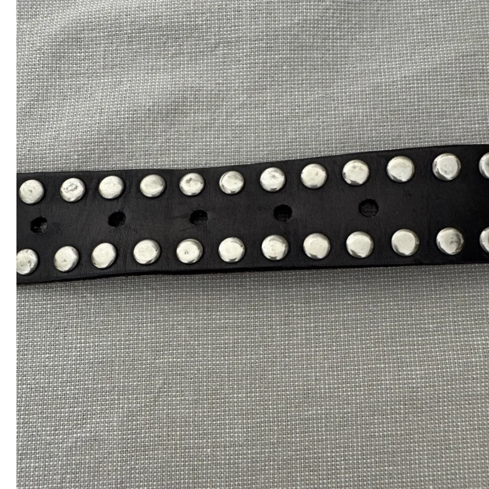 Studded Leather belt with Jeweled Slides Metal Rings